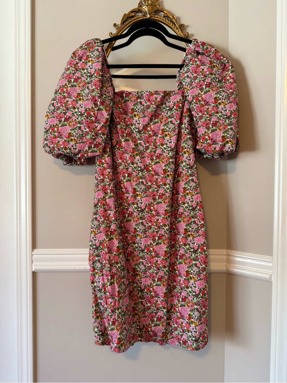 Mango Floral Puff-Sleeve Midi Dress